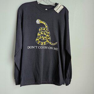 ASMDSS Men Long Sleeve Black Tee Medium Graphic Print Don't Cough On Me